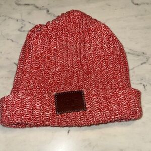 Love Your Melon Red& White Marled Knit Beanie